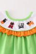 Green halloween cat embroidery girl set Online Sale