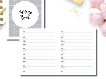 A5 Wide Rings SIZE | Address Book Printable Insert © on Sale