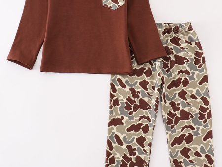 Camouflage print boy pants set Fashion