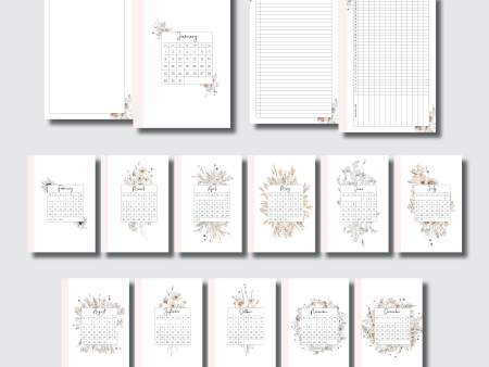 Weeks AE x APP Size | 2023 Floral Monthly Dashboards Printable Insert Sale