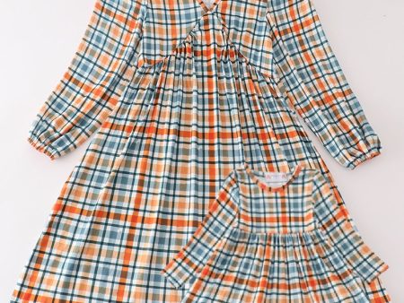 Green plaid mom&me dress Online Sale