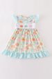 Blue pumpkin embroidery ruffle dress Hot on Sale