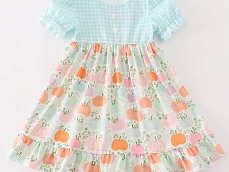 Pumpkin print ruffle girl dress Online now