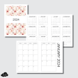 A5 Wide Rings Size | 2024 SIMPLE FONT Monthly Calendar (SUNDAY Start) PRINTABLE INSERT For Sale