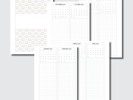 A5 Rings Size | 2022-2025 Calendar Grid Columns Printable Insert Supply