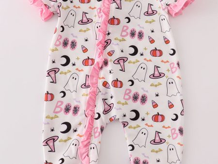 Pink halloween zip girl romper Online Sale