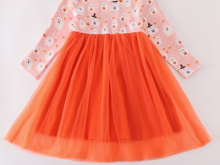 Orange halloween ghost tutu dress Fashion