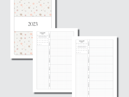 A5 Rings Size | 2023 Week on 1 Page GRID with Calendar Printable Insert on Sale