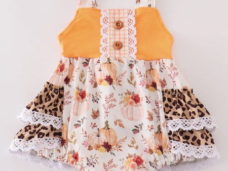 Orange pumpkin leopard ruffle bubble For Cheap