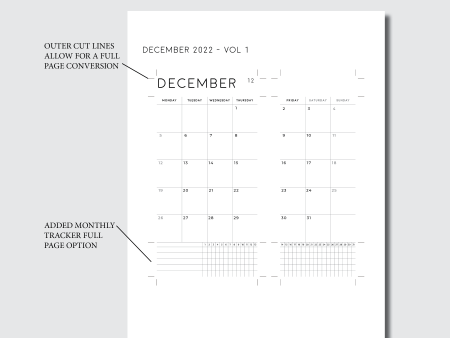 Weeks AE x APP Size | Monthly Tracker with Monday Start Conversion Printable For Discount