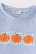 Blue gingham pumpkin embroidery boy set For Discount