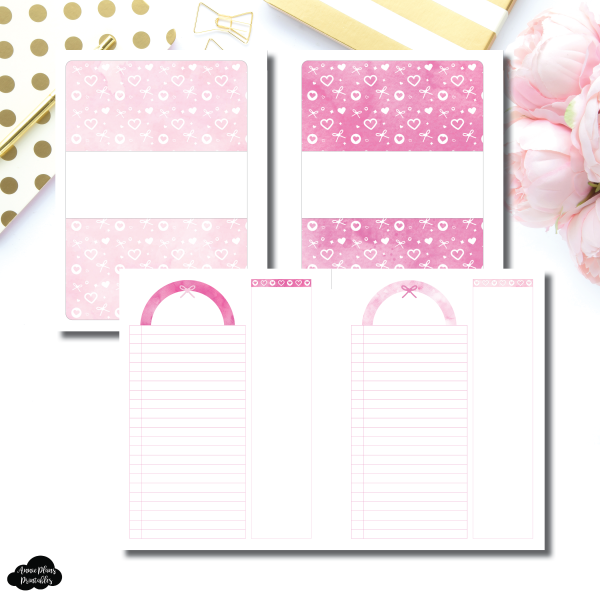 A5 Rings Size | Pink Valentines List Notes Printable Insert Online