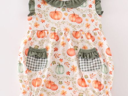 Green pumpkin ruffle girl bubble Cheap