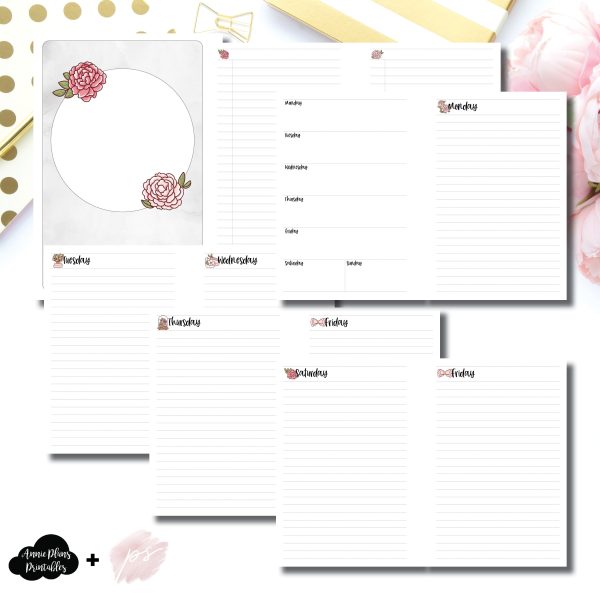 A5 Rings Size | Undated Daily Papershire Collaboration Printable Insert © Supply