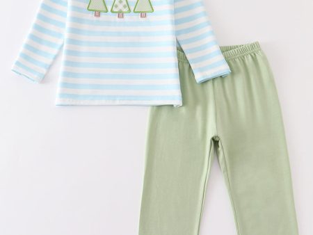 Green christmas tree boy pants set Online