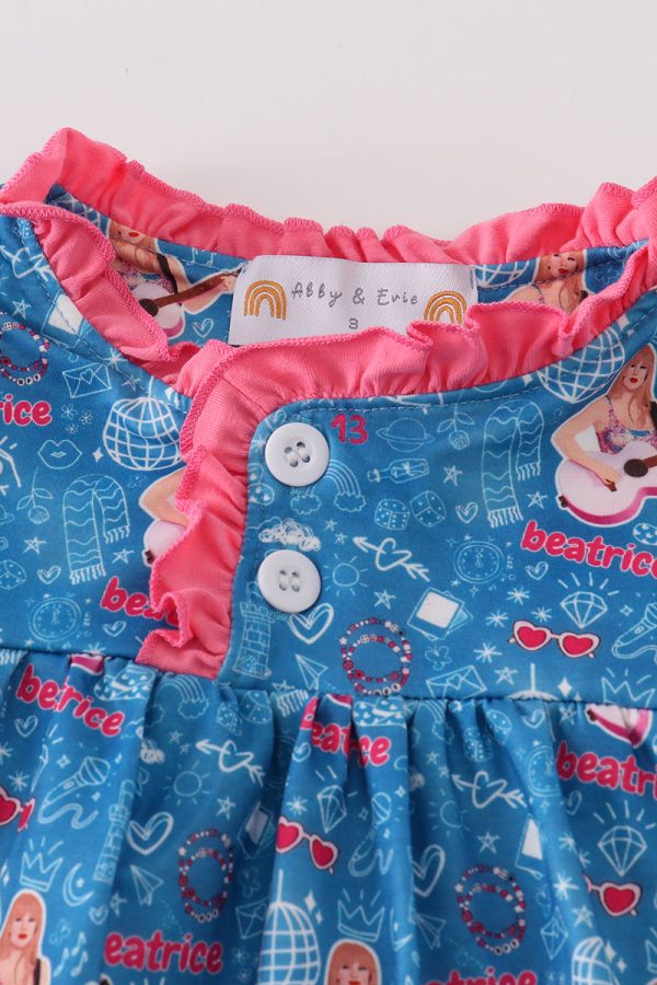 Blue music fan girl pajamas dress For Discount