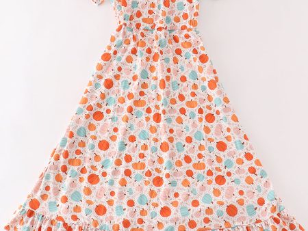 Orange pumpkin print mom dress Discount