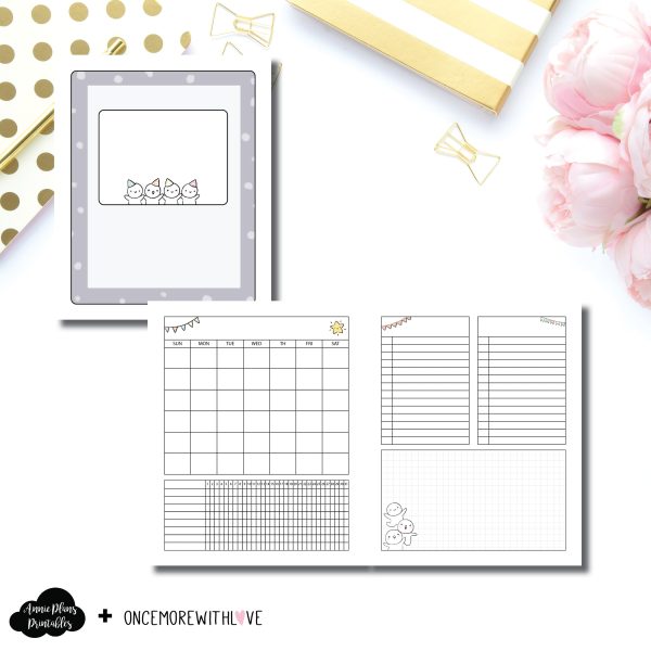 A5 Rings Size | Undated Monthly OnceMoreWithLove Collaboration Printable Insert © Sale