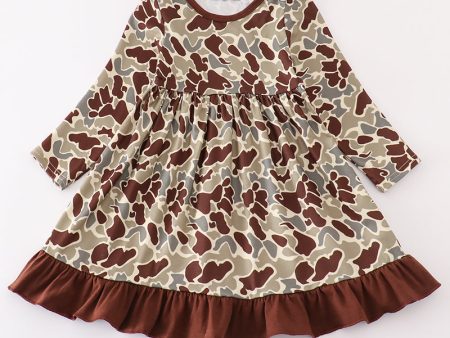 Camouflage print ruffle dress Discount