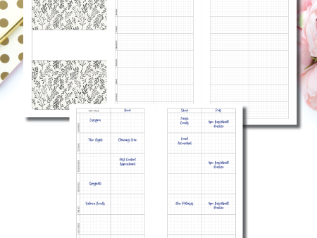 A5 Rings Size | Undated Sectioned Weekly Grid Printable Insert For Sale