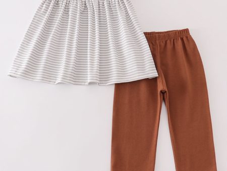 Brown football french knot stripe girl set Online Sale