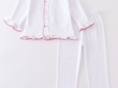 Premium White pocket girl pajamas set Supply