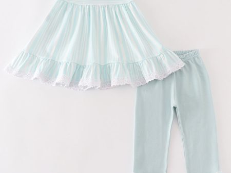 Blue stripe ruffle girl set Discount