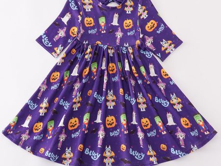 Purple halloween pumpkin twirl dress Supply