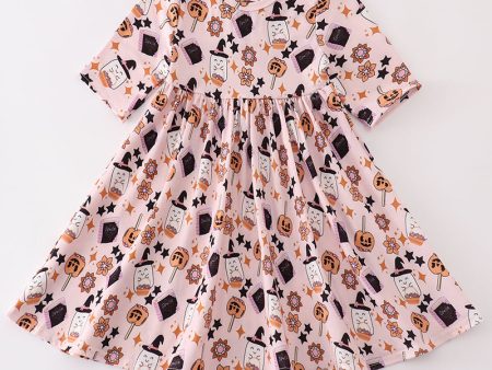 Pink halloween pumpkin twirl dress Discount