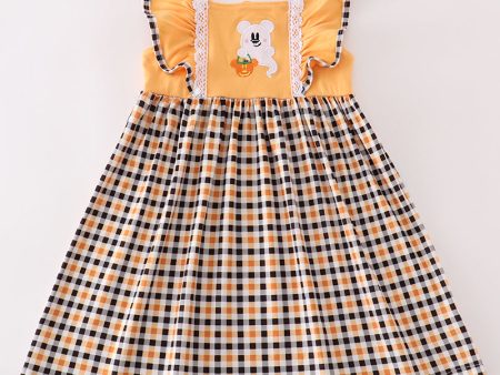 Orange halloween character ghost applique dress Fashion