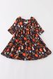 Black halloween pumpkin twirl dress Online