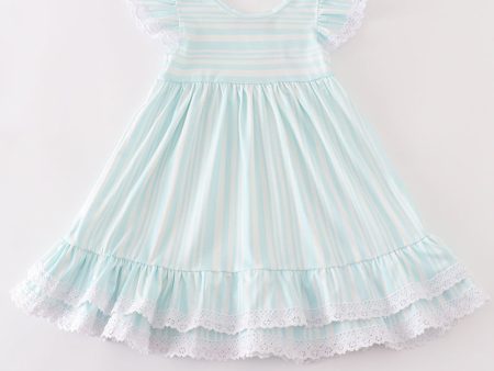 Blue stripe ruffle dress Hot on Sale