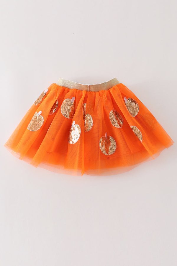 Orange pumpkin sequin tutu skirt For Cheap