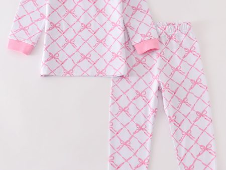 Premium Pink bow tie girl pajama set Discount