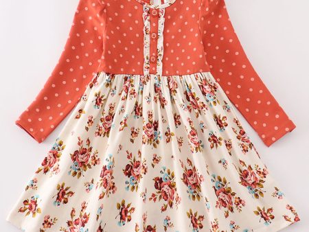 Platinum rust floral dot button dress Sale