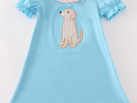 Blue puppy applique dress Supply