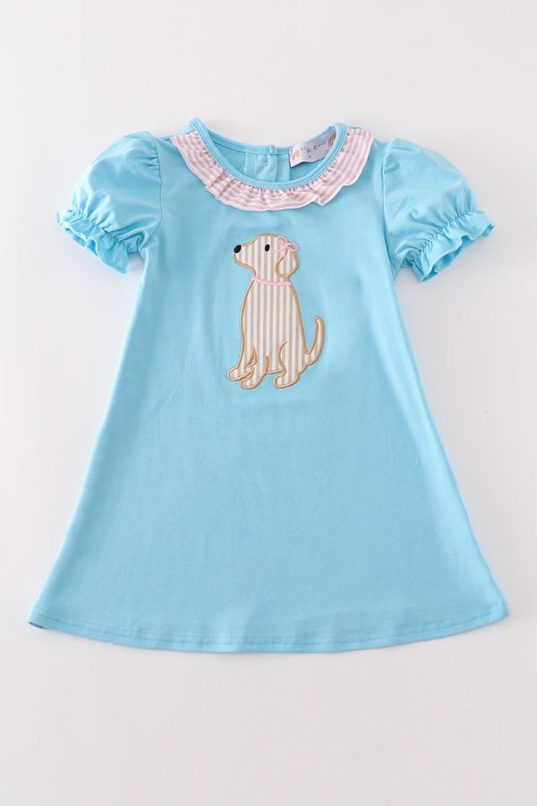 Blue puppy applique dress Supply