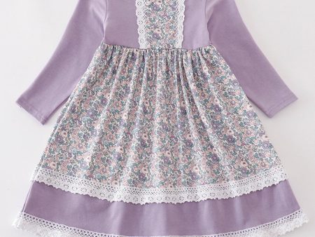 Purple floral print dress Online Sale