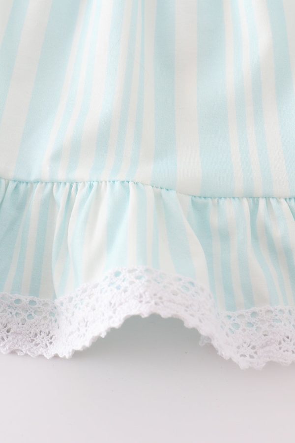 Blue stripe ruffle girl set Discount