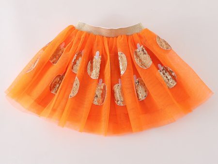 Orange pumpkin sequin tutu skirt For Cheap