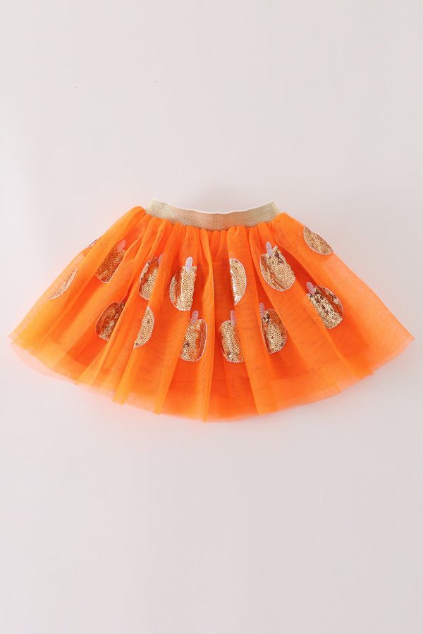 Orange pumpkin sequin tutu skirt For Cheap