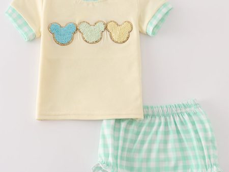 Yellow character french knot baby boy set For Cheap