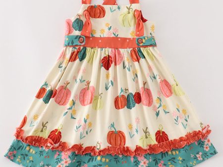 Platinum pumpkin print ruffle apron dress Online now