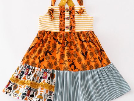 Platinum Yellow halloween print apron dress Cheap