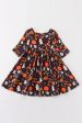 Black halloween pumpkin twirl dress Online