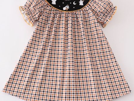 Halloween ghost embroidery plaid dress For Discount